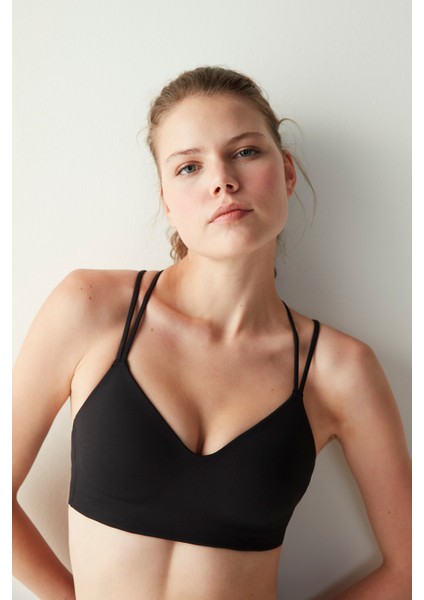 Siyah Orta Destek Sabit Kaplı Sporcu Sütyeni fiyatları