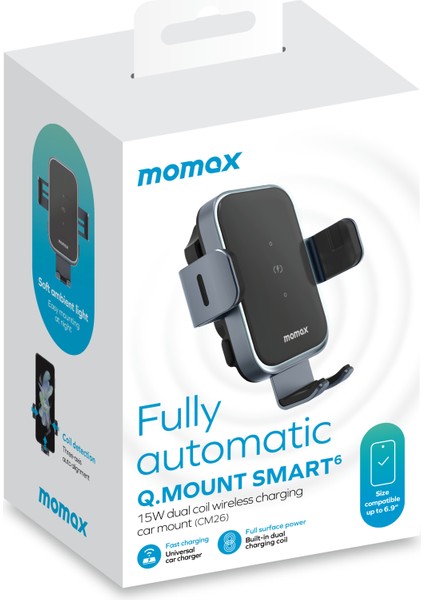 Q.mount Smart 6 Wireless Şarj Özellikli 15W Araç Telefon Tutucu