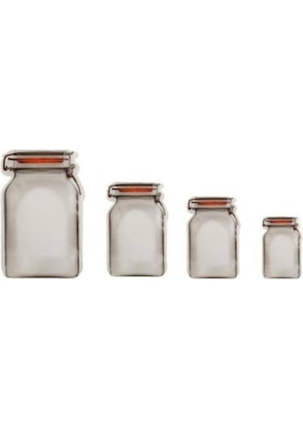 Kavanoz Desenli Fermuarlı Sızdırmaz Şeffaf Plastik Doypack 50'li Paket 15,5 x 22 x 11 cm fırsatları