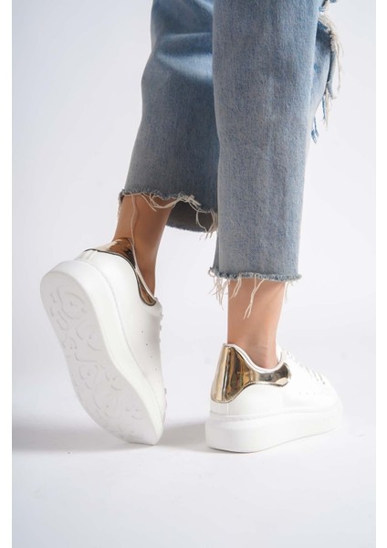 MBMKQ200-BA Kadın Kalın Taban Beyaz/altın Sneaker & Spor Ayakkabı fırsatları