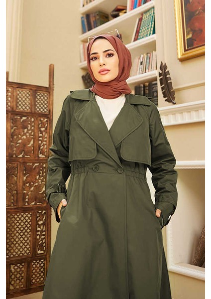 6602 - Allerlı Trençkot Haki