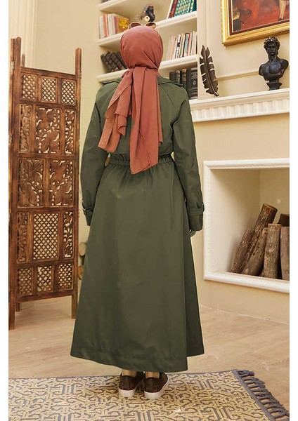 6602 - Allerlı Trençkot Haki modelleri