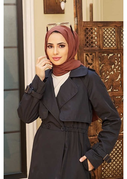 6602 - Allerlı Trençkot Lacivert