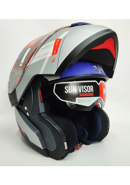 Atom Sv Gorex C12 Mat Tıtanıum Çene Açılır Kask Güneş Vizörlü
