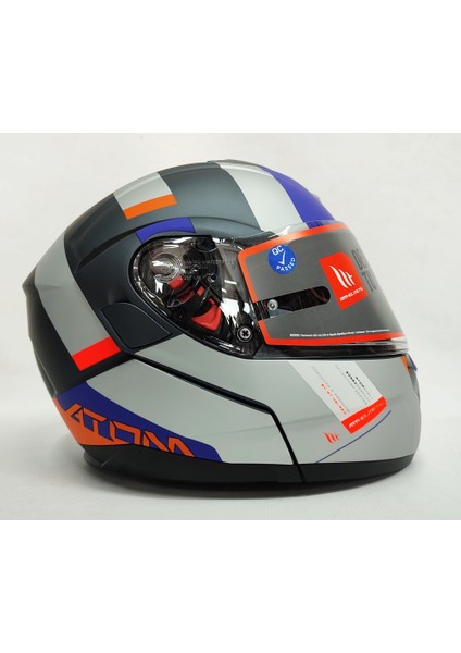 Atom Sv Gorex C12 Mat Tıtanıum Çene Açılır Kask Güneş Vizörlü
