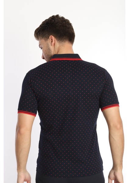 Kırmızı Puantiyeli Erkek Kısa Kol Polo Yaka Tshirt modelleri