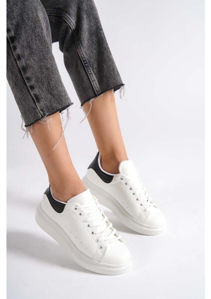 MBMKQ200-BS Kadın Kalın Taban Beyaz/siyah Sneaker & Spor Ayakkabı