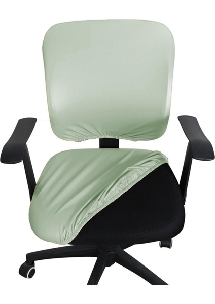 Ofis Sandalyesi Kapak Evrensel Pu Deri Streç Dönen Sandalye Koruyucu+Backrest (Yurt Dışından)