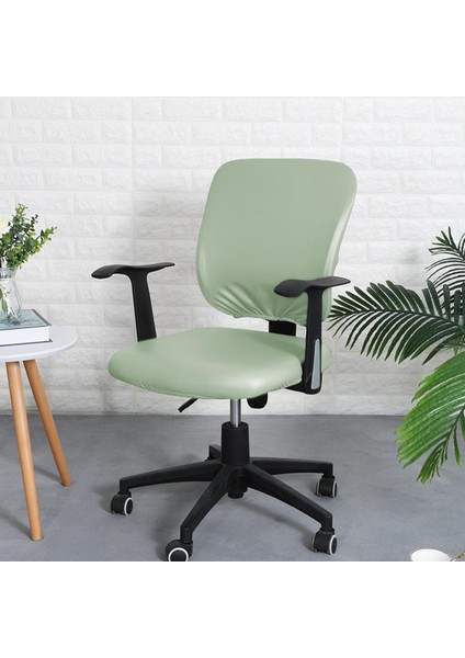 Ofis Sandalyesi Kapak Evrensel Pu Deri Streç Dönen Sandalye Koruyucu+Backrest (Yurt Dışından)