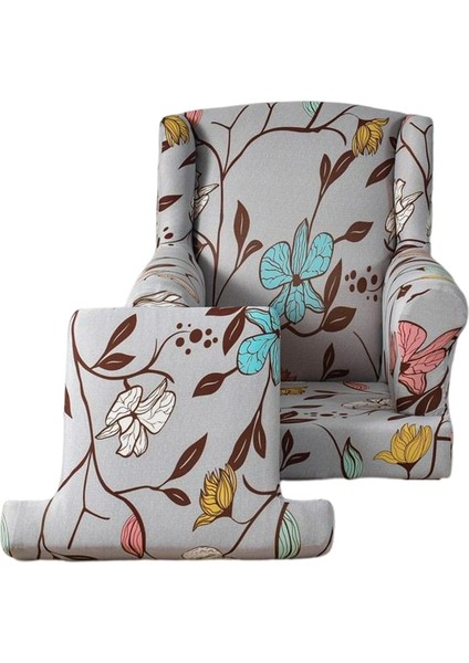 Wingback Sandalye Tek Koltukğı Yemek Sandalyeğı Ev Açık Gri (Yurt Dışından)