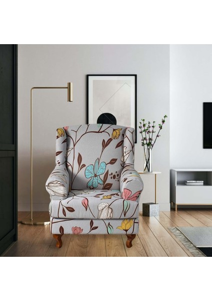 Wingback Sandalye Tek Koltukğı Yemek Sandalyeğı Ev Açık Gri (Yurt Dışından)