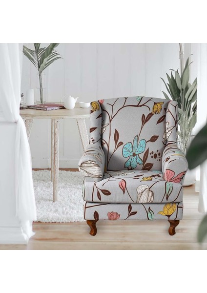 Wingback Sandalye Tek Koltukğı Yemek Sandalyeğı Ev Açık Gri (Yurt Dışından)