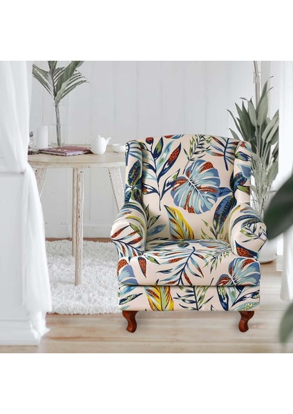 Wingback Sandalye Tek Koltukğı Yemek Sandalyeğı Ev Mavi (Yurt Dışından)