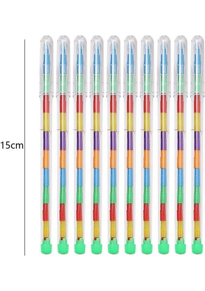 10PCS Istiflenebilir Renkli Boya Kalem Kalemleri Okul Öncesi Resim Oyuncak Pürüzsüz Istiflenebilir (Yurt Dışından) fiyatları