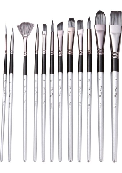 12X Boya Fırçaları Naylon Saç Boya Fırçası Çizim Malzemeleri Argent 20CM-23CM (Yurt Dışından)