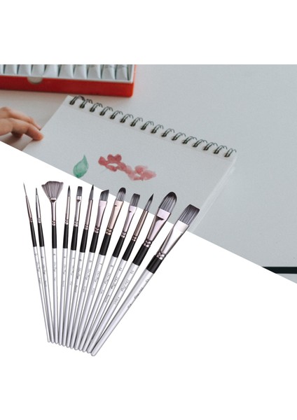 12X Boya Fırçaları Naylon Saç Boya Fırçası Çizim Malzemeleri Argent 20CM-23CM (Yurt Dışından)