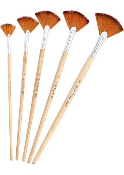 5 Fan Boya Fırçası Set Fırçaları Ahşap Tutamak Başlayanlar Zanaat (Yurt Dışından)