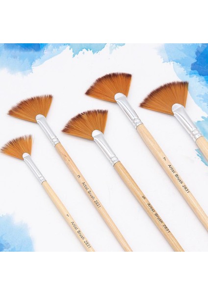 5 Fan Boya Fırçası Set Fırçaları Ahşap Tutamak Başlayanlar Zanaat (Yurt Dışından)