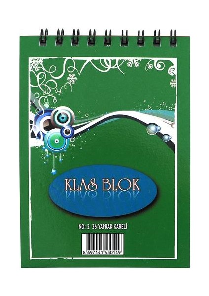 Bloknot Spiralli Kareli No:2 36 Yp 24'lü Paket Klas