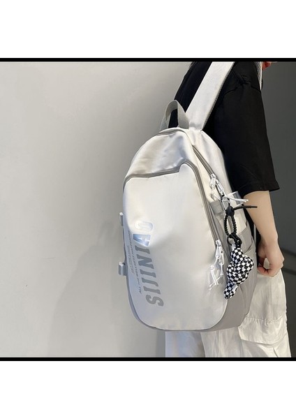 Simple High School Student Large Capacity Backpack - Gri (Yurt Dışından)