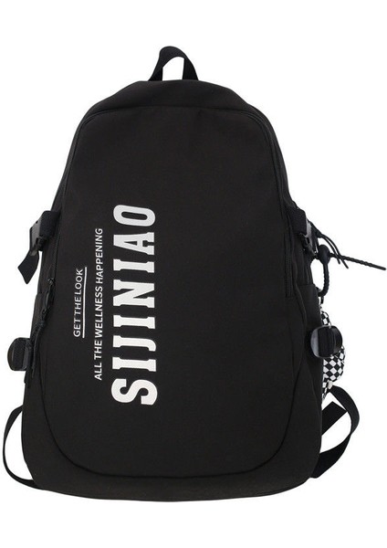 Simple High School Student Large Capacity Backpack - Siyah (Yurt Dışından)