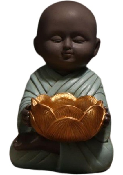 Meditasyon Dekasyon Dekorasyon Mavisi Için Küçük Monk Buda Heykeli Meditasyon Meditasyonu (Yurt Dışından)