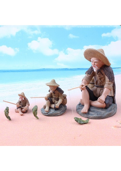 Simülasyon Fisherman Figürinler Raf Masaüstü Için Mini Tatue Heykel (Yurt Dışından)
