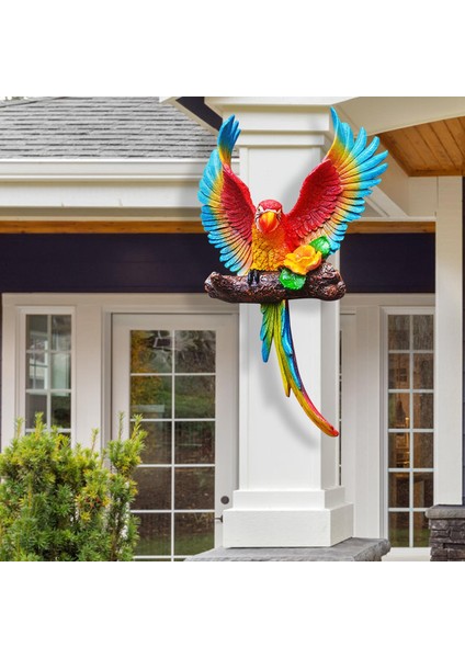Parrot Heykel Kuş Heykeli Palrot Duvar Dekoru Için Veranda Balkon Dekorasyonu Kırmızı (Yurt Dışından)
