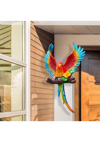 Parrot Heykel Kuş Heykeli Palrot Duvar Dekoru Için Veranda Balkon Dekorasyonu Kırmızı (Yurt Dışından)