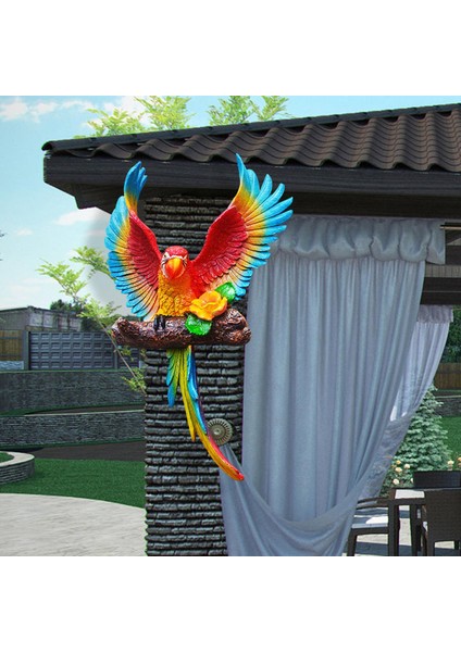 Parrot Heykel Kuş Heykeli Palrot Duvar Dekoru Için Veranda Balkon Dekorasyonu Kırmızı (Yurt Dışından)