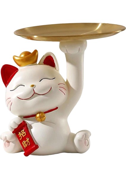 Cat Figurine Tutma Depolama Tepsisi Masa Masaüstü Dekoru Konteyneri Konteyneri (Yurt Dışından)