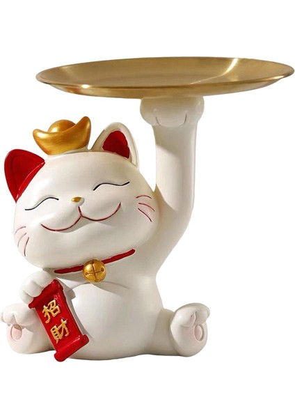 Cat Figurine Tutma Depolama Tepsisi Masa Masaüstü Dekoru Konteyneri Konteyneri (Yurt Dışından)