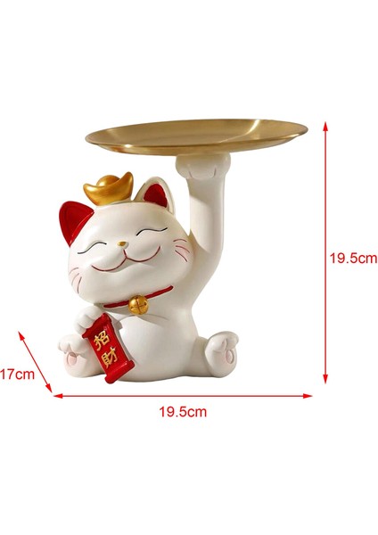 Cat Figurine Tutma Depolama Tepsisi Masa Masaüstü Dekoru Konteyneri Konteyneri (Yurt Dışından)