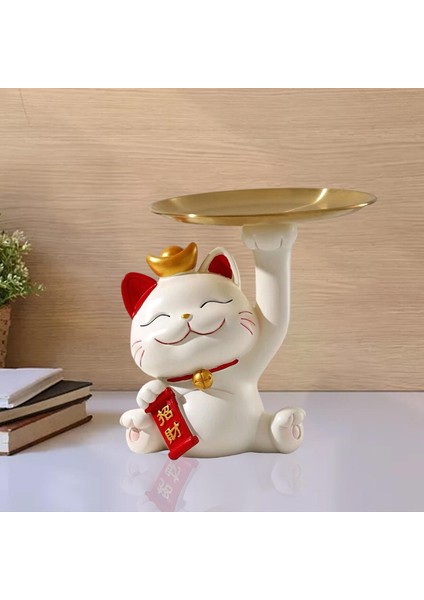 Cat Figurine Tutma Depolama Tepsisi Masa Masaüstü Dekoru Konteyneri Konteyneri (Yurt Dışından)