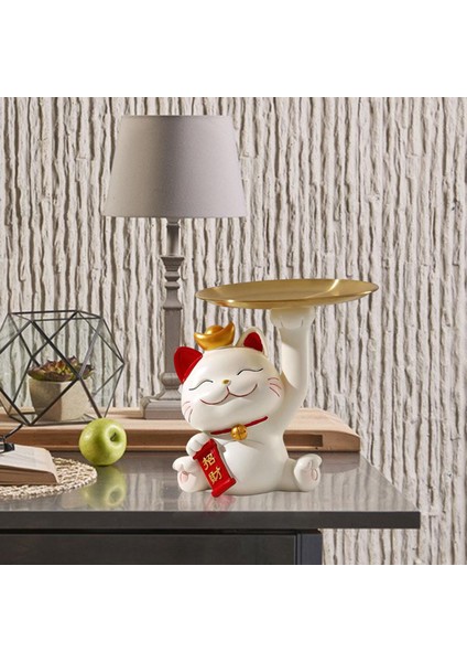 Cat Figurine Tutma Depolama Tepsisi Masa Masaüstü Dekoru Konteyneri Konteyneri (Yurt Dışından)