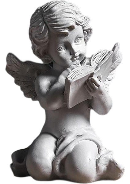 Reçine Heykel Cherub Figürinler Yatak Odası Kapalı Kitaplık Bebek Angel Heykeli Beyaz (Yurt Dışından)