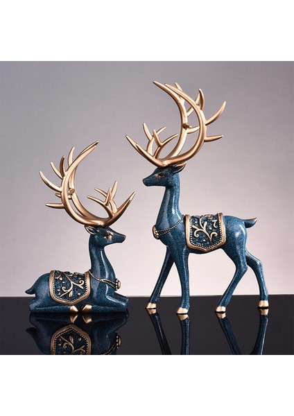 Ren Geyiği Heykel Figürin Elk Çifti Parti Yemek Odası Dekor Seçeneği Için 3-Mavi (Yurt Dışından) modelleri