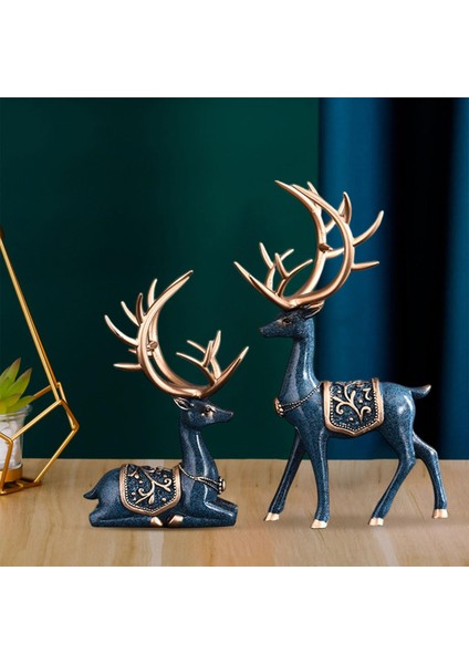 Ren Geyiği Heykel Figürin Elk Çifti Parti Yemek Odası Dekor Seçeneği Için 3-Mavi (Yurt Dışından) fırsatları