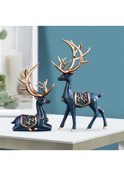 Ren Geyiği Heykel Figürin Elk Çifti Parti Yemek Odası Dekor Seçeneği Için 3-Mavi (Yurt Dışından) indirimleri