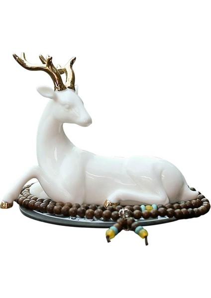 Beyaz Porselen Elk Heykelleri Ren Geyiği Heykel Masaüstü Dekorlar Geyik Figürinleri Baş (Yurt Dışından)