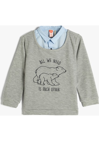 Sweatshirt Uzun Kollu Gömlek Yaka Kaşkorse