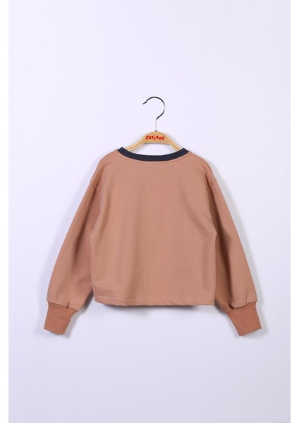 Kız Çocuk Yazı Baskılı Crop Sweatshirt modelleri