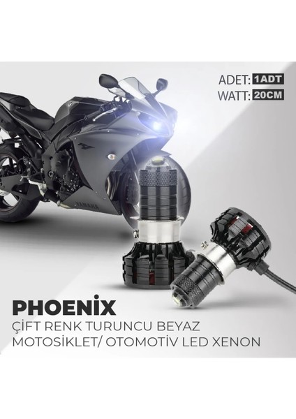 Phoenix 13W Çift Renk Sarı Beyaz Motosiklet Otomotiv LED Xenon Lamba 1 Adet 11260