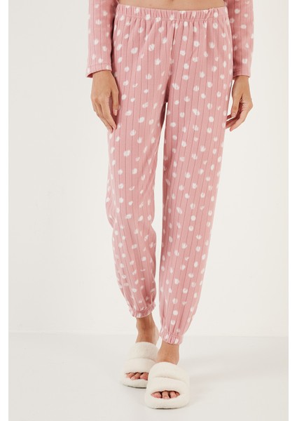 Regular Fit Bisiklet Yaka Polar Pijama Takımı Bayan Pijama Takımı 6571007
