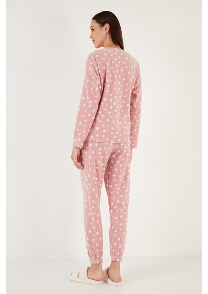 Regular Fit Bisiklet Yaka Polar Pijama Takımı Bayan Pijama Takımı 6571007