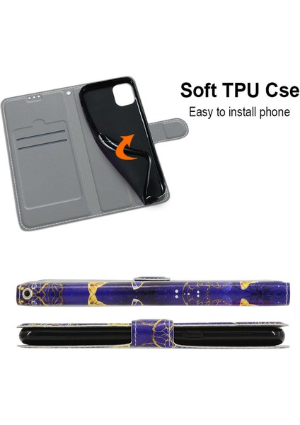 Apple iPhone 14 Deri Kasa, Kart Sahibi Stand Telefon Kapağı (Yurt Dışından)