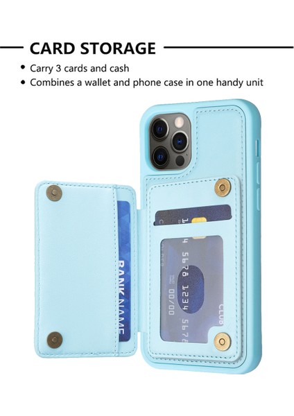 Apple iPhone 11 Pu Deri Kaplamalı Tpu Kasa Kart Tutucu Kickstand Telefon Kapağı (Yurt Dışından)