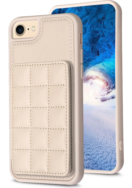 Apple iPhone 6 / 6s / 7/8 / Se (2020) / Se (2022) Kickstand Deri+Tpu Telefon Kapağı Kart Tutucu Kılıfı (Yurt Dışından)