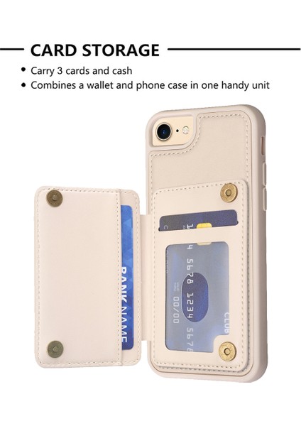 Apple iPhone 6 / 6s / 7/8 / Se (2020) / Se (2022) Kickstand Deri+Tpu Telefon Kapağı Kart Tutucu Kılıfı (Yurt Dışından)