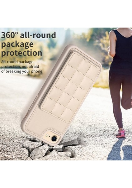 Apple iPhone 6 / 6s / 7/8 / Se (2020) / Se (2022) Kickstand Deri+Tpu Telefon Kapağı Kart Tutucu Kılıfı (Yurt Dışından)